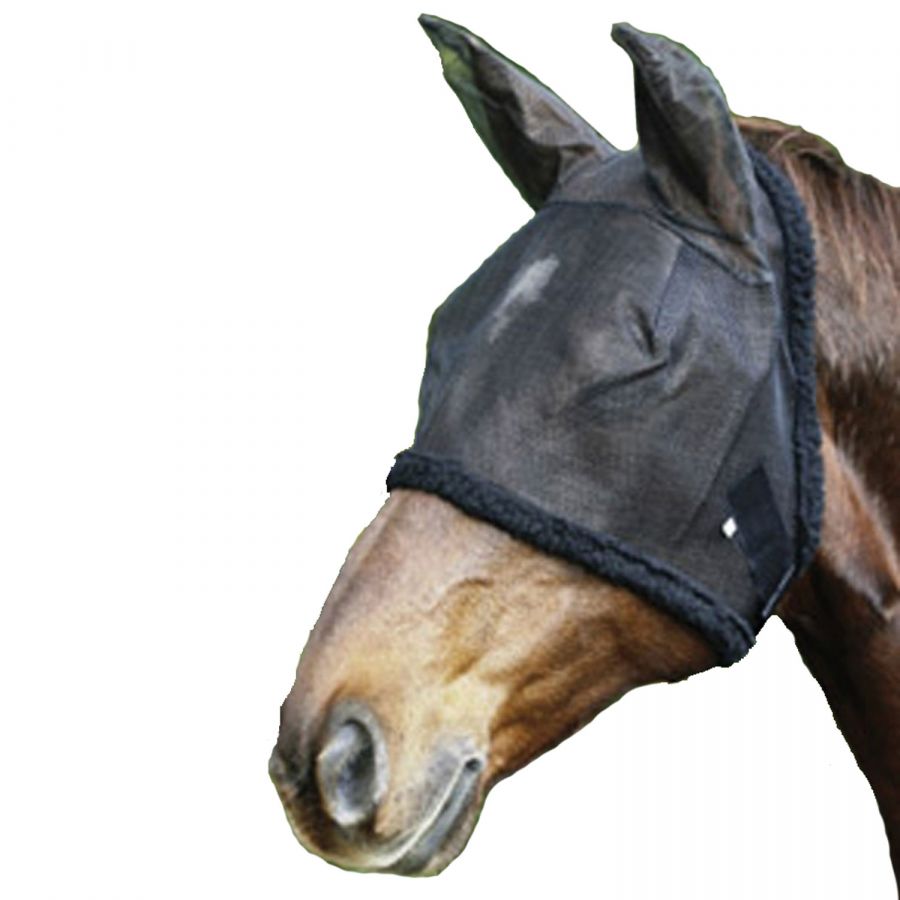 Fliegenmaske mit Ohrenschutz von USG schwarz in den Größen Pony/VB/WB 